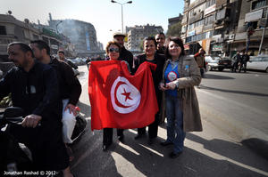 A Tunisian family who came all the way from Tunisa to join the protest