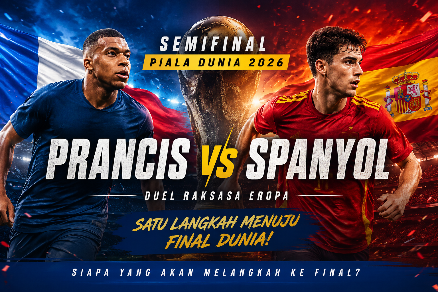 Jadwal Live Streaming Prancis vs Spanyol Semifinal Piala Dunia 2026 Dini Hari Ini Pukul 02.00 WIB Semakin Mudah Diakses melalui Jalalive